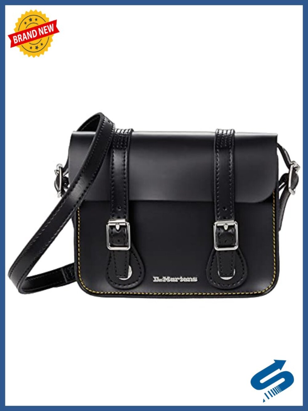 Vintage Leather Satchel Bag with Double Buckle Magnetic Snap Closure